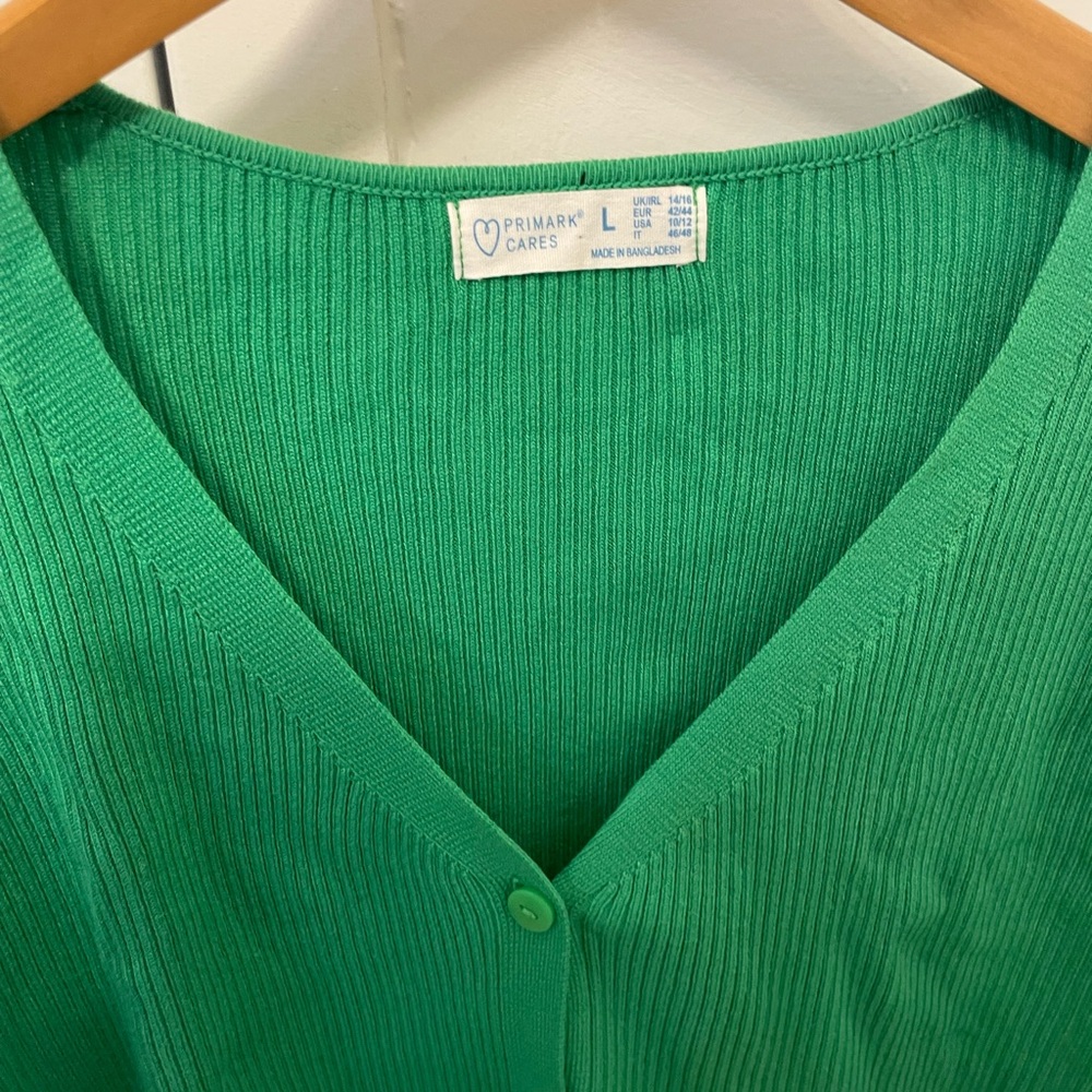 Green Ribbed button down Cardigan - Picture 2 of 2